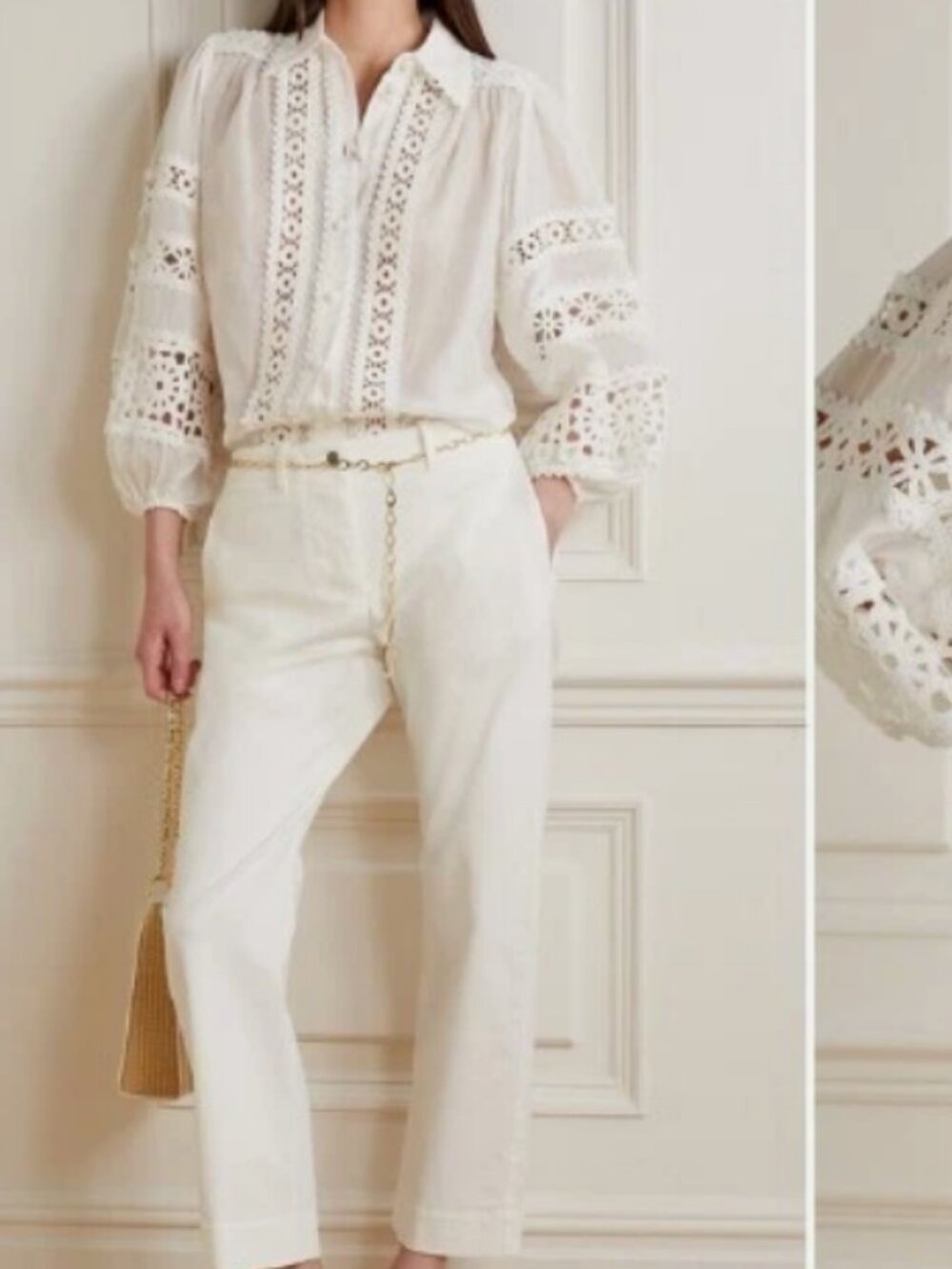 NWT Authentic Zimmermann Devi Crochet-Trim Billow Blouse size AU 2